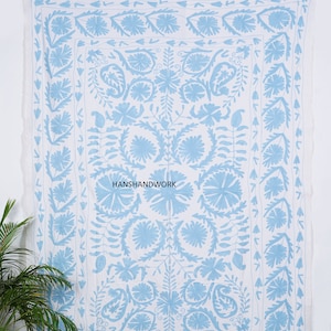 Cotton Suzani throw bedspread suzani embroidery, Suzani wall hanging table cover, Suzani bedcover