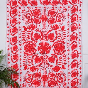 Cotton Suzani throw bedspread suzani embroidery, Suzani wall hanging table cover, Suzani bedcover