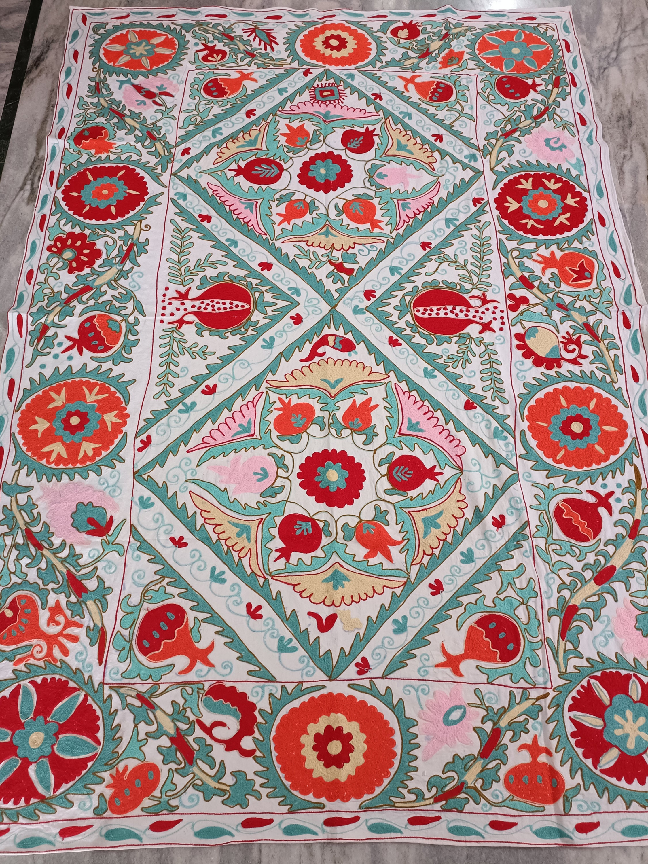 Suzani Pattern Print Boho Fabric, Upholstery Fabric by the Yard, Ethnic Bohemian  Fabric 