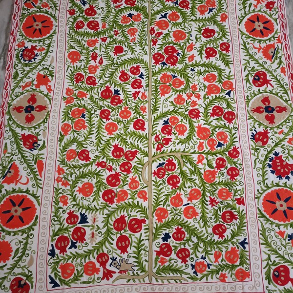 Cotton Suzani Throw Blanket Hand Embroidery Bed sheet Bedspread Suzani Embroidery, Uzbek Suzani,  Suzani Wall Hanging , Assorted .
