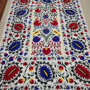 Cotton Suzani throw bedspread suzani embroidery, Suzani wall hanging table cover, Suzani bedcover