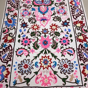 Cotton Suzani throw bedspread suzani embroidery, Suzani wall hanging table cover, Suzani bedcover