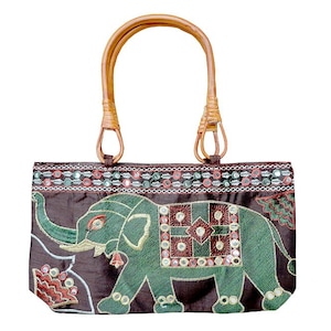Embroidered Bohemian Indian Elephant Hindu design Handmade Shoulder Ethnic Tribal Vintage Festival Boho Gipsy Hippie Shoulder Bag
