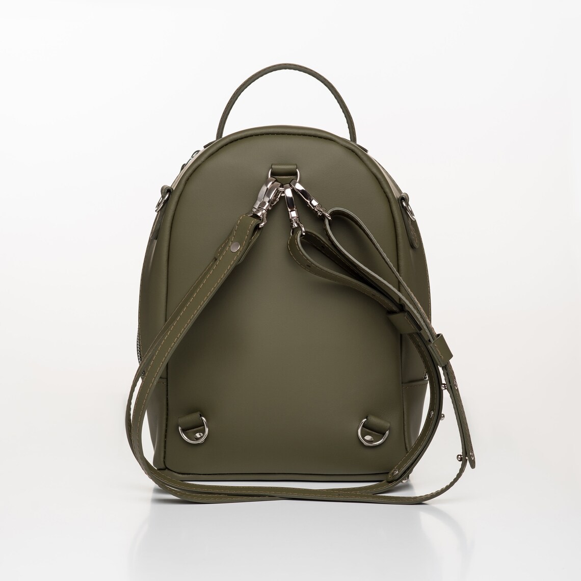 Backpack women Leather backpack Olive backpack Etsy