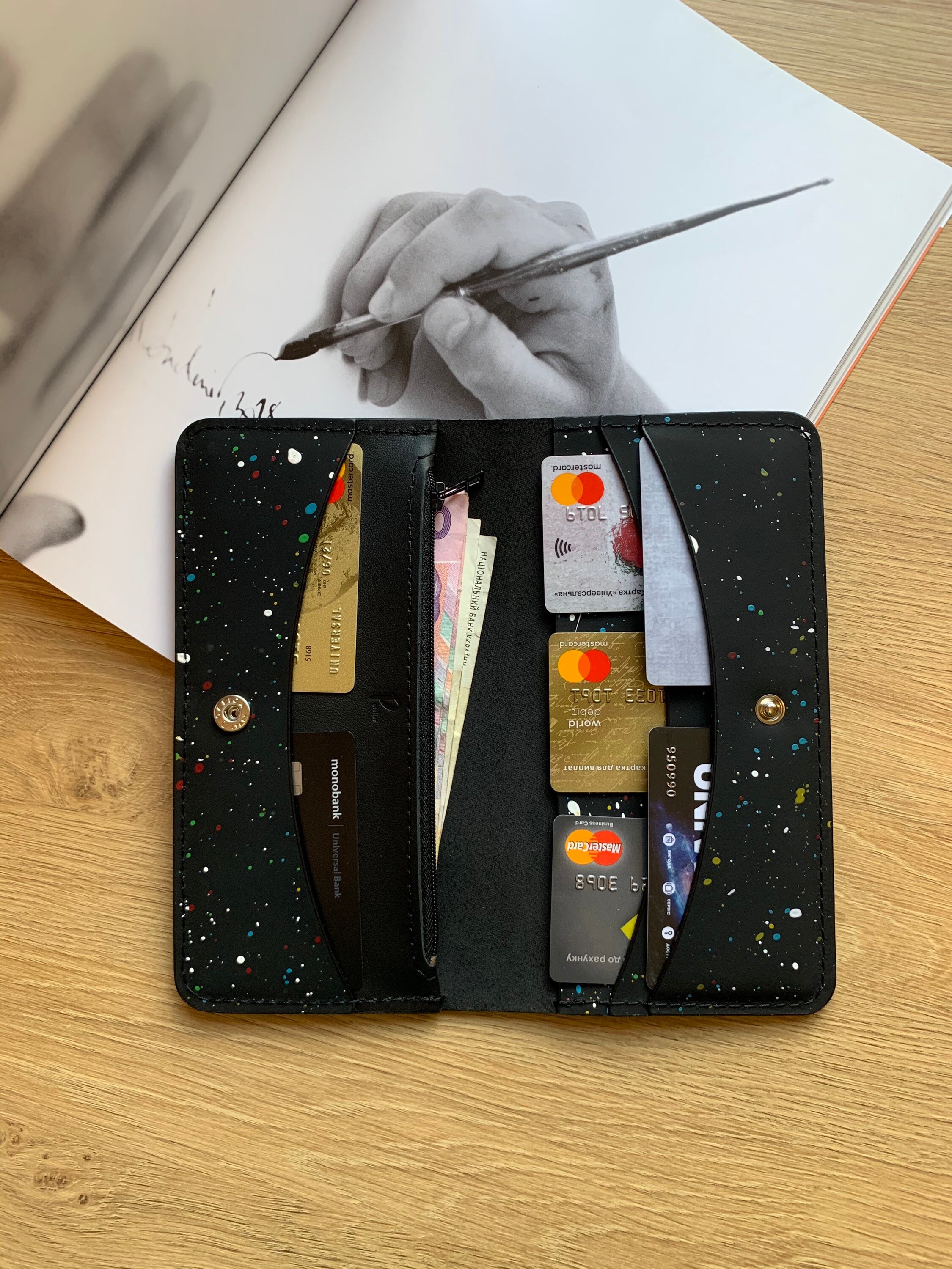 Leather Wallet Space Women Wallet Leather Long Wallet gift Etsy