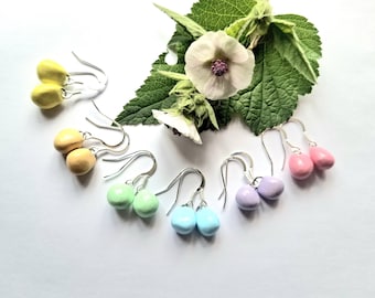 Pastel colour earrings, unique handmade pastel dangle earrings, glossy summer vacation earrings, modern lightweight jewellery gift for her