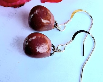 Terracotta drop earrings, handmade neutral dangle earrings, lightweight minimalist jewellery, unique earthy gift for her