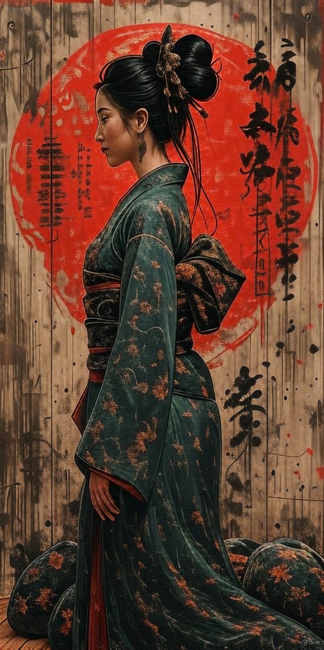 Elegant Japanese Geisha Wall Art – Digital Download, Kimono Woman ...