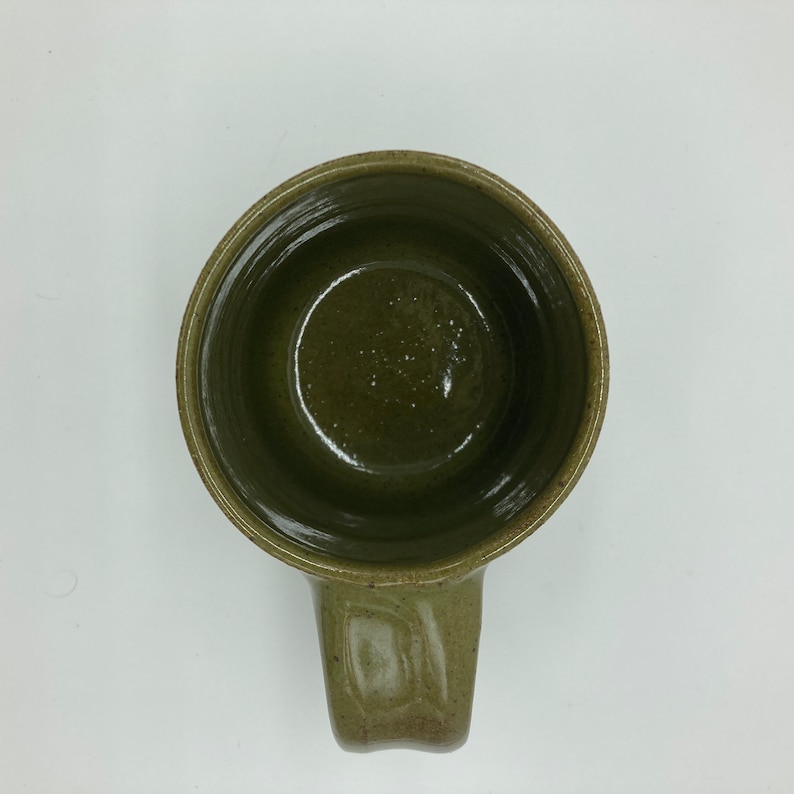 Solstice Mug Handmade Pottery Mug in Olive Green Speckle 12 ounce and 16 ounce sizes image 5