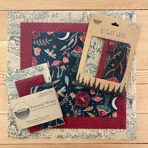 Beeswax Wrap Starter Set - 3 pack - Large, Medium, Small - Variety of Patterns