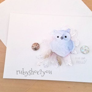 ¡Nuevo! Búhos de nieve. Búho Blanco. Tarjetas de felicitación hechas a mano. Cartas en blanco.