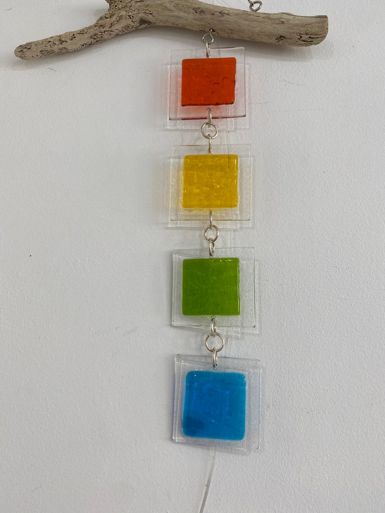 Fused Glass Suncatchers With Driftwood Hangers Etsy
