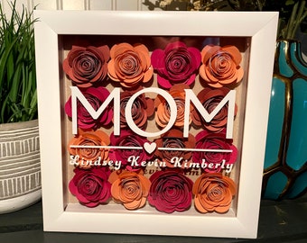 Custom Shadow Box | Paper Flowers | Shadow box gifts | Personalized Gift | Flowers | Family Names | Personalized gift | Wall Decor | Decor