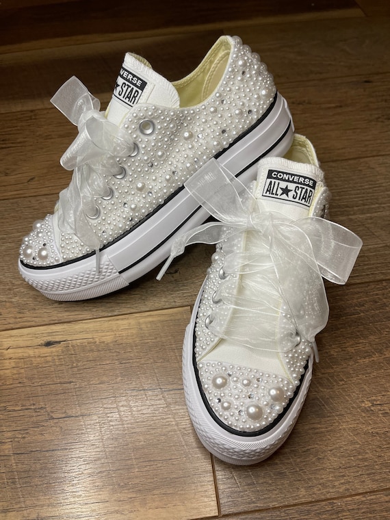 Full Pearl & Rhinestone Bling Sneakers