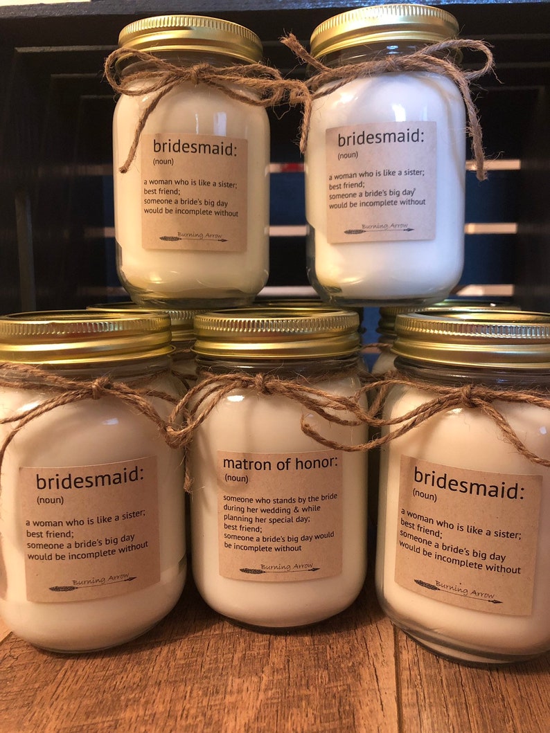 Bridesmaid Gift Matron of Honor Maid of Honor Bridal gift Wedding Wedding Party Candles 100% Soy Personalized Candle Jars image 3