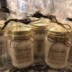 Bridesmaid Gift Matron of Honor Maid of Honor Bridal gift Wedding Wedding Party Candles 100% Soy Personalized Candle Jars image 6