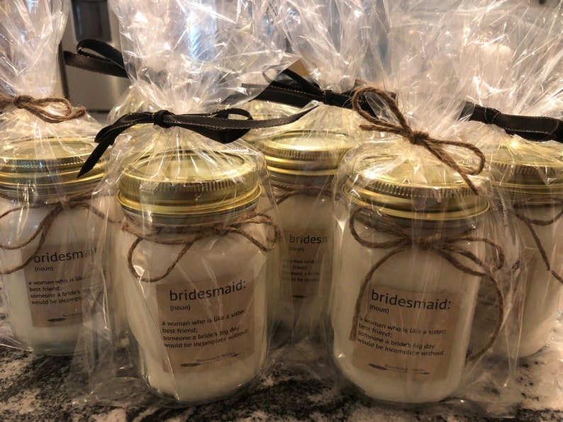 Bridesmaid Gift Matron of Honor Maid of Honor Bridal gift Wedding Wedding Party Candles 100% Soy Personalized Candle Jars image 6