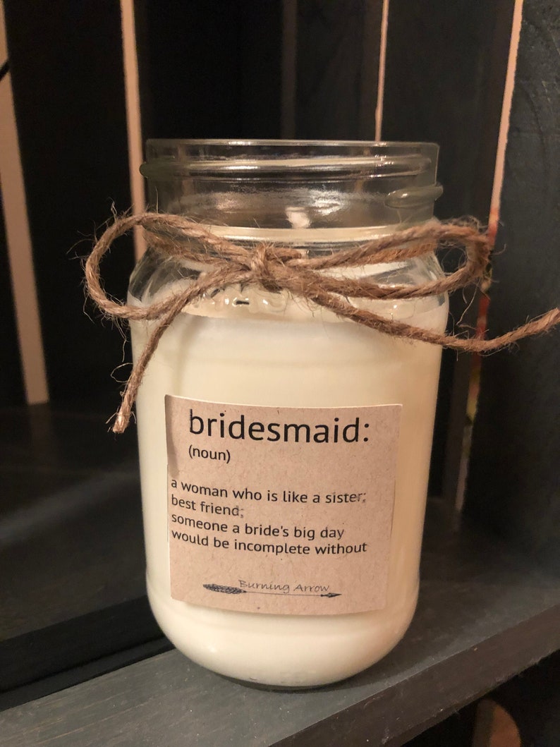 Bridesmaid Gift Matron of Honor Maid of Honor Bridal gift Wedding Wedding Party Candles 100% Soy Personalized Candle Jars image 1