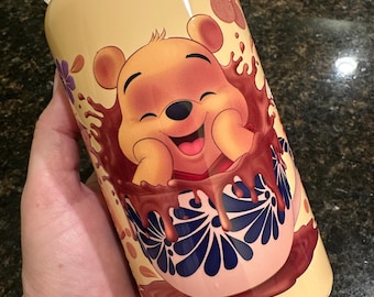 Abuelitas Hot Chocolate & Pan Dulce Honey Bear 16oz Stainless Steel Soda Can Style Tumbler