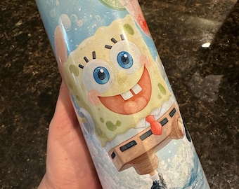 Sponge Bob & Friend Cocktail Hour Under The Sea Holographic 20oz Skinnt Stainless Steel Tumbler