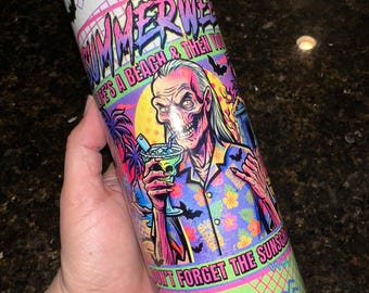 Summerween Life’s a Beach 20oz Holographic Skinny Stainless Steel Tumbler