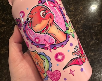 Land Before Time Hearts Pink 16oz Soda Can Style Stainless Steel Tumbler