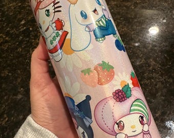 Hello Kitty & Strawberry Shortcake Mashup Holographic 20oz Skinny Tumbler