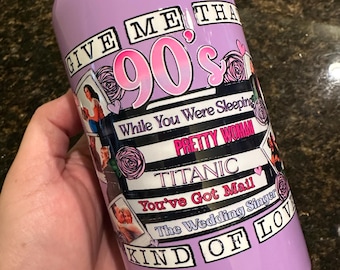 90’s VHS Movie Favorites Soda Can Style Stainless Steel Tumbler