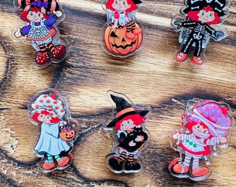 Set of Spooky Strawberry Shortcake Acrylic Junk Journal Bookmark Paper Clips