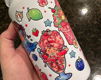Strawberry Shortcake & Friends Ice Cream Scoops 16oz Stainless Steel Soda Can Style Tumbler
