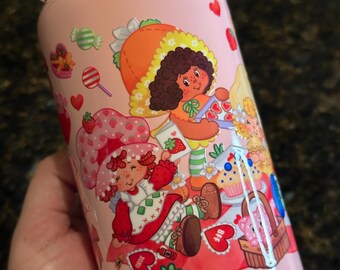 Strawberry Shortcake Galentine's Day Stainless Steel Soda Can, 16oz Tumbler