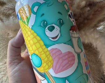 Care Bears with Mexican Snacks 16oz Stainless Steel Soda Can Style Tumbler