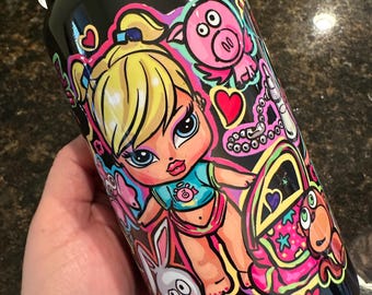 Bratty Baby Dollz Black Stainless Steel 16oz Soda Can Style Tumbler
