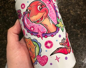 Land Before Time Dinosaur Hearts White 16oz Soda Can Style Stainless Steel Tumbler