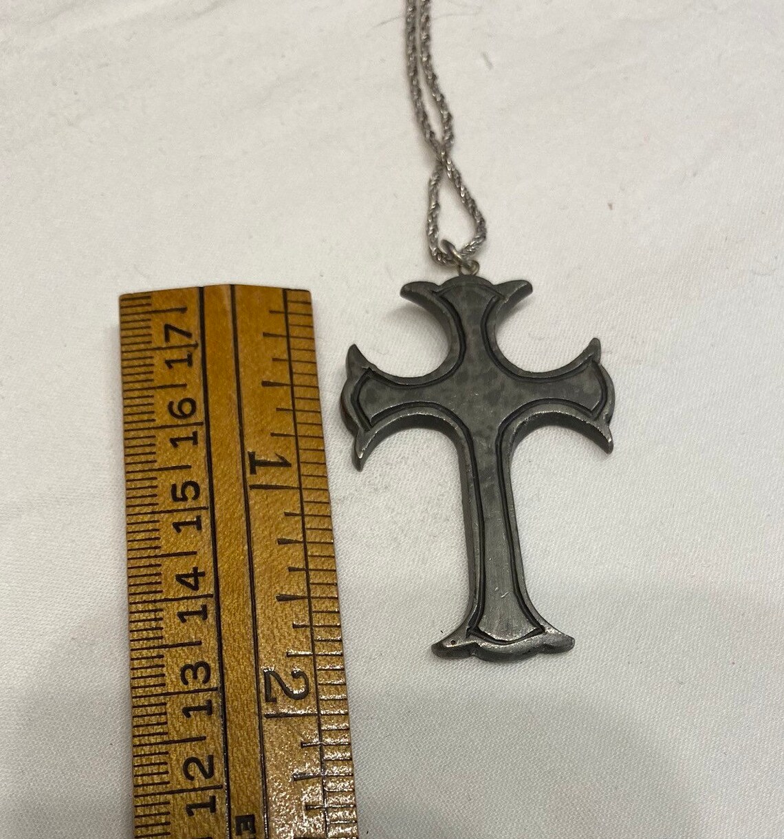 Pewter Cross With Chain Etsy