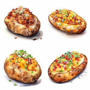 Watercolor Baked Potato PNG Potato Clipart Baked Potato Watercolor Baked Potatoes Print Baked Potato Watercolor Baked Potato Clip Art
