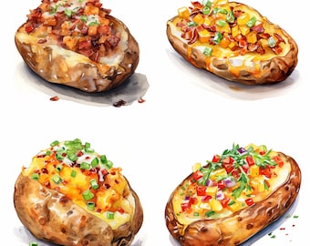 Aquarell Baked Potato PNG Kartoffel Clipart Baked Potato Aquarell Baked Potatoes Print Baked Potato Aquarell Baked Potato Clip Art