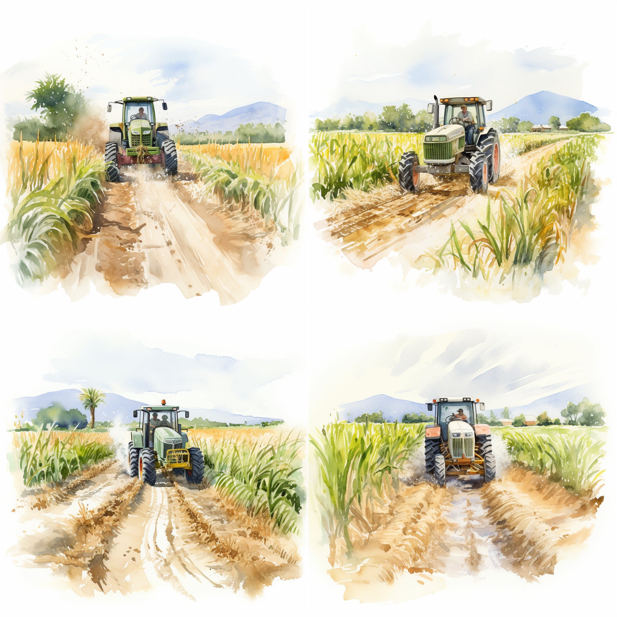 Corn Field Watercolor Digital Downloads Corn Clipart Field PNG Corn