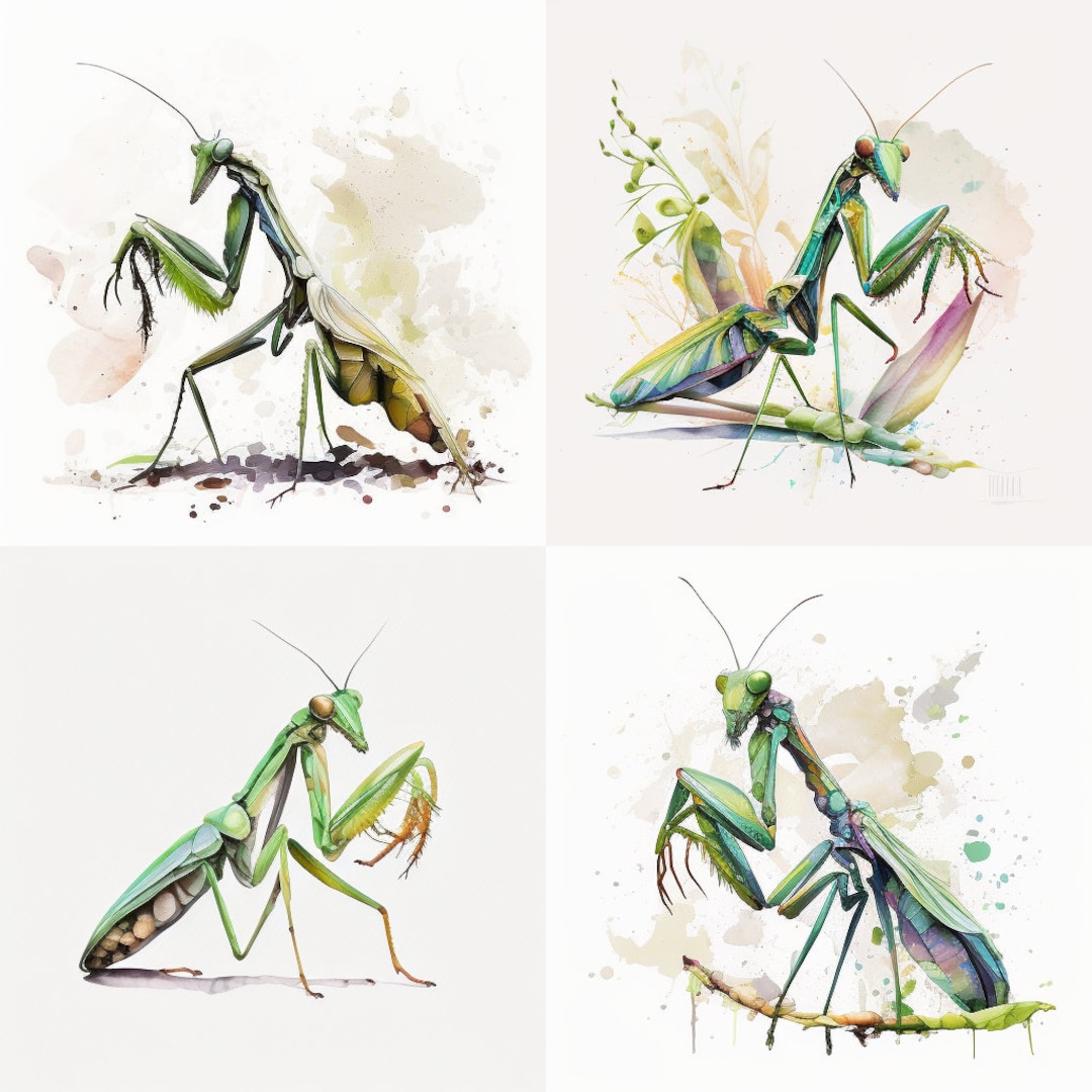 Praying Mantis Watercolor Clipart Praying Mantis Wall Art Praying ...