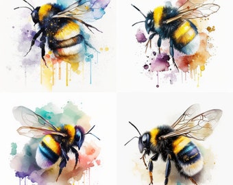 Watercolor Baby Bee , Watercolor Baby Bee Clipart, Watercolor Baby Bee PNG Bee Wall Art Baby Bee Nursery Decor Bee Print