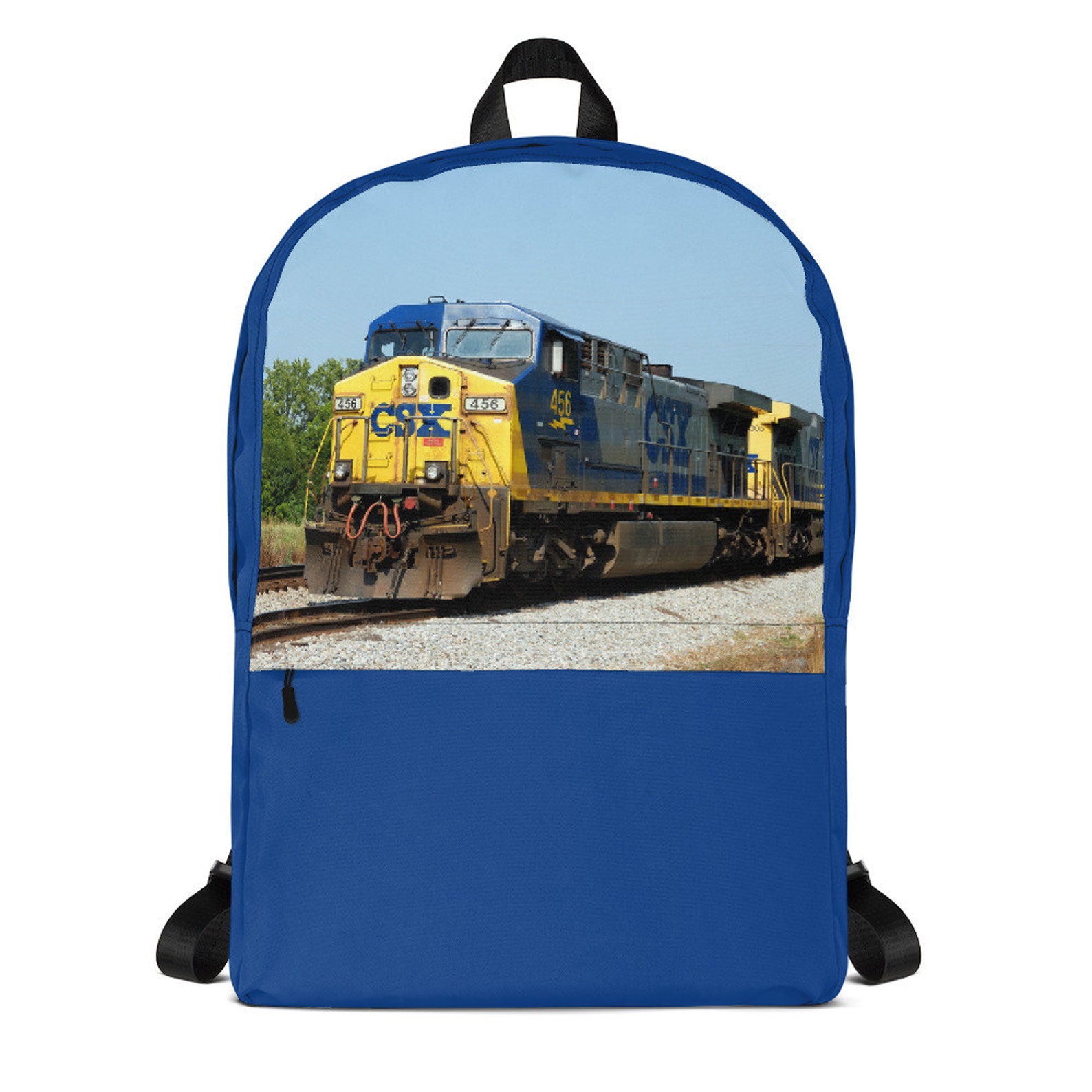 Personalized Blue Train Backpack Boy School Bag Railroad Engine