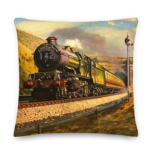 Steam Lok Lokomotive Premium Kissen mit Einlage für Steam Train Fan Eisenbahnmodellierer, Eisenbahn-Enthusiasten