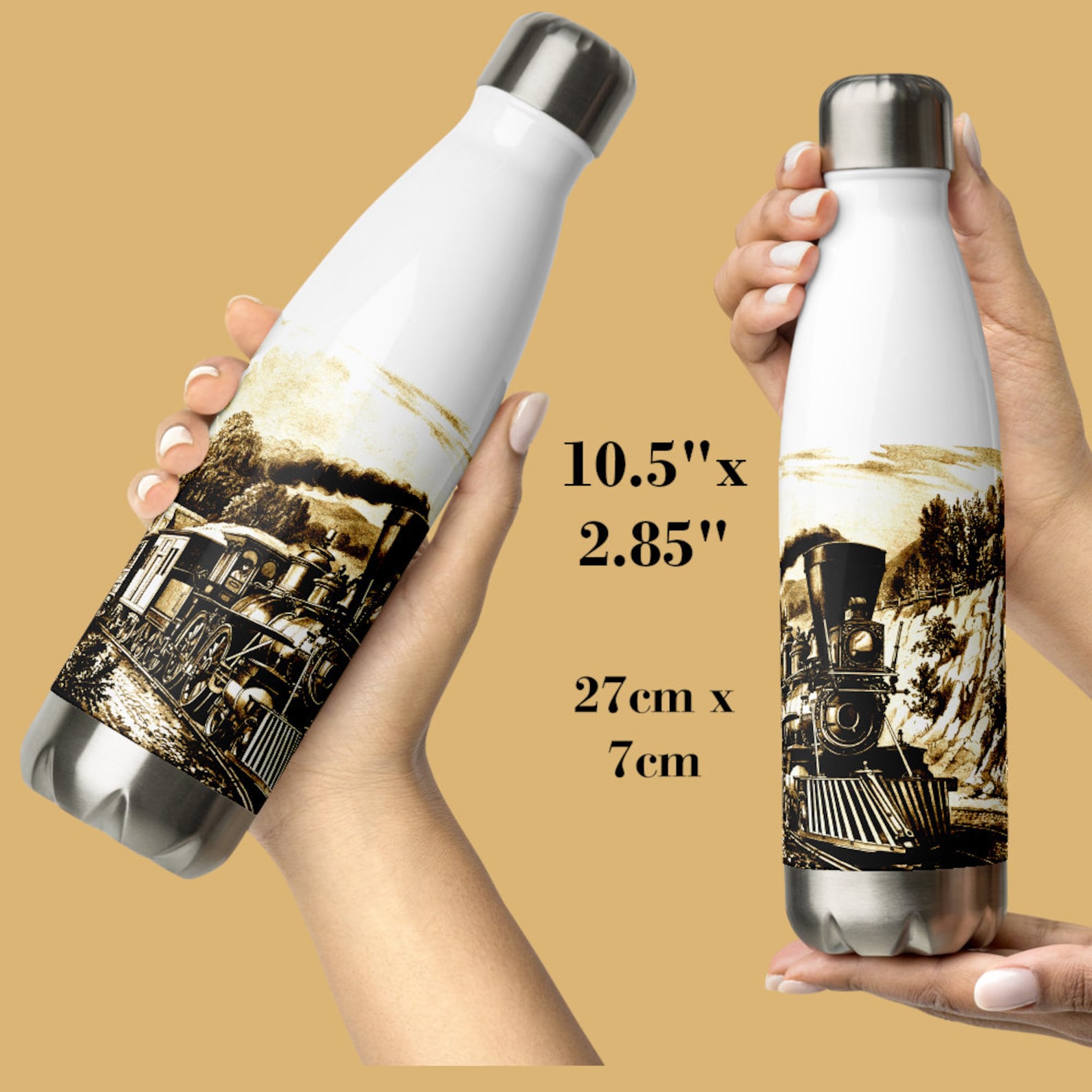 Vintage Steam Train Water Bottle Stainless Steel Water Etsy