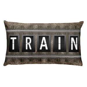 ZUG Track Kissen, Zug Fan Geschenk, Eisenbahn Modellierer Geschenk, Eisenbahn Enthusiasten Geschenk, Dampfzug Vatertagsgeschenk, Zug Kissen, 50x30cm