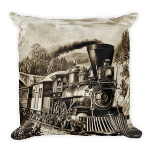 Vintage Dampfzug Kissen, Dampfmaschinenkissen, Dampfzug, Vintage Zugkissen, Zugkissen, Premiumkissen + Füllung