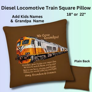 Personalisierte Diesellokomotive Premium Dekokissen, mit Einsatz, Geschenk für Großvater von Kindernamen