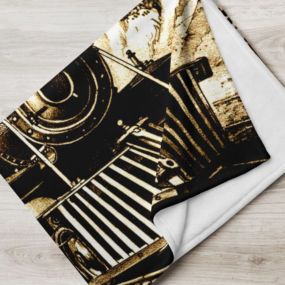 Vintage Steam Train, Throw Blanket 60 X 50, Train Fan Gift, Steam