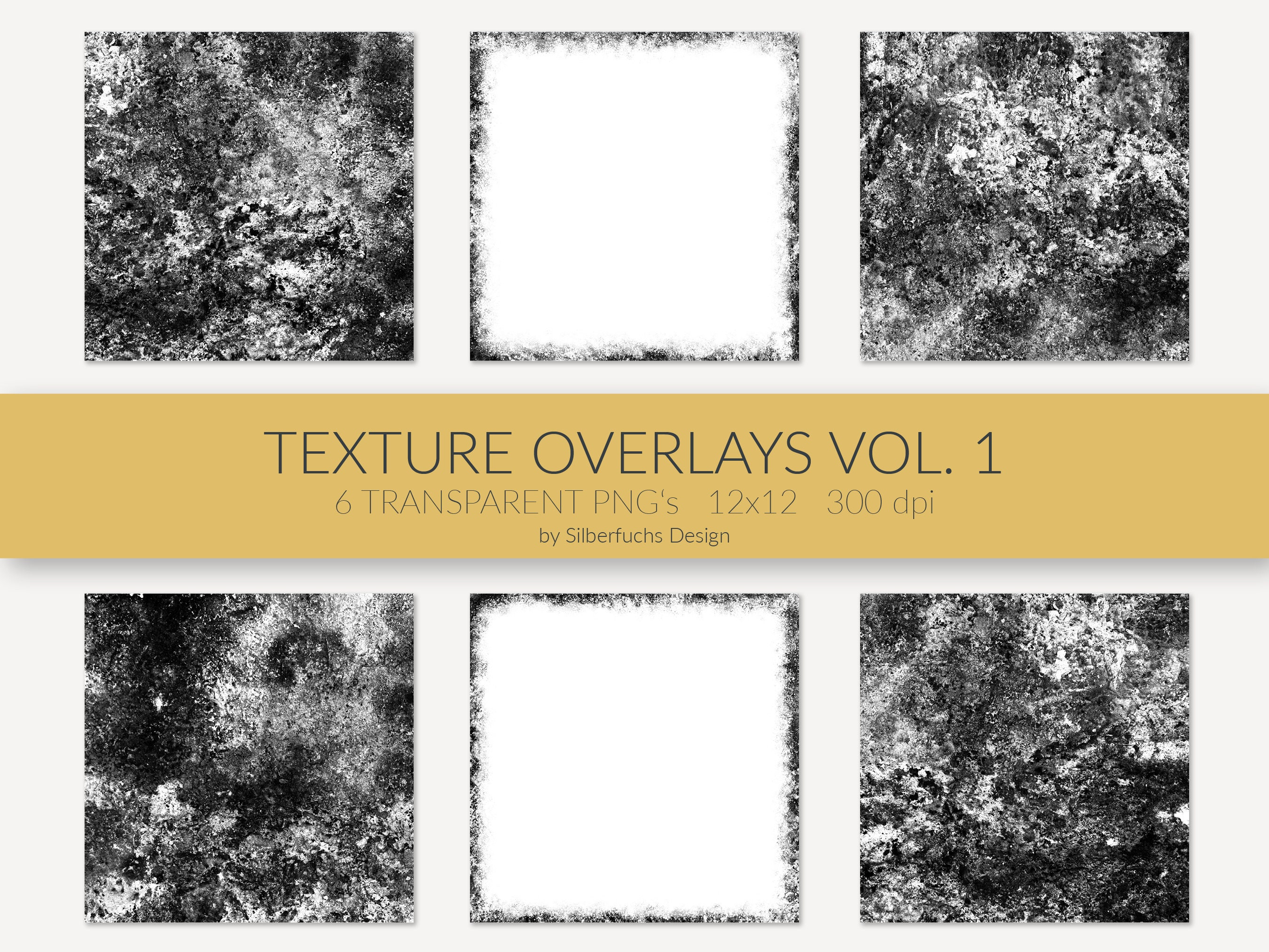 6 Overlay-textures Vol 01 for Photoshop, Transparent PNG for Grungy ...