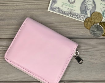 Personalisierte Leder Geldbörse, Monogramm Reißverschluss Portemonnaie, Rosa personalisierte Geldbörse, Beste Geschenkideen, Muttertagsgeschenk, Brautgeschenk