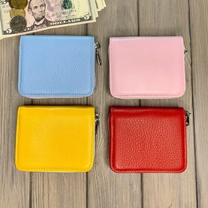 Custom leather zip Wallet, Personalized  unisex zipper Wallet, Yellow personalized Wallet, Best gift ideas, Christmas gift for girlfriend